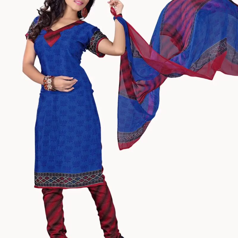 Trendz Apparels Suhani Blue & Red Printed Unstitched Suit