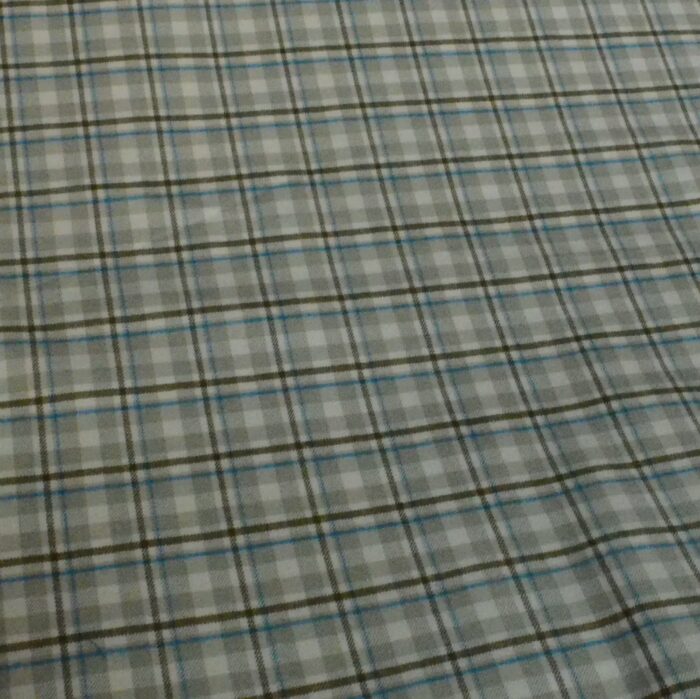 White & Grey Large Check Shirt Wool Fabric