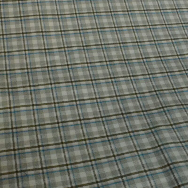 White & Grey Large Check Shirt Wool Fabric