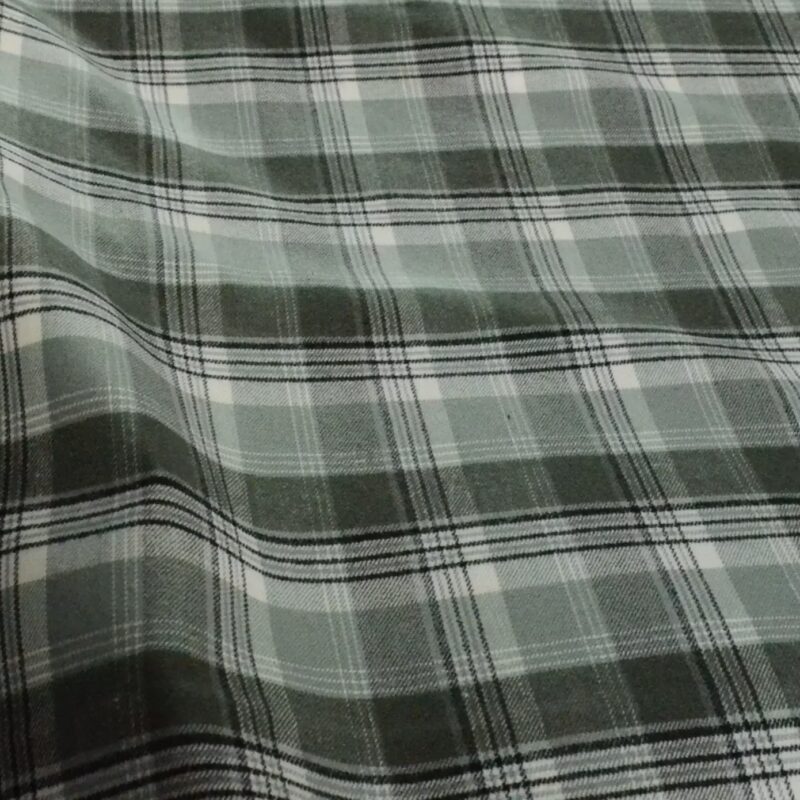 White & Grey Large Check Shirt Wool Fabric