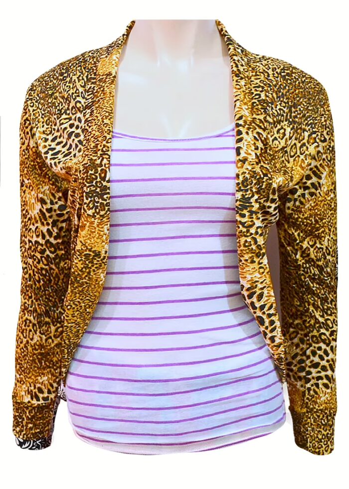 Yellow Leopard Print Shrug -Size L-XL