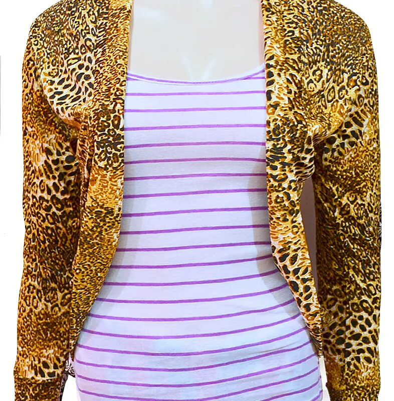 Yellow Leopard Print Shrug -Size L-XL
