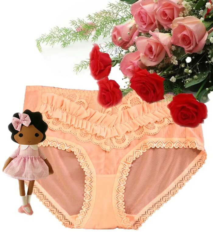 Stylish Light Peach Laced Bridal Brief