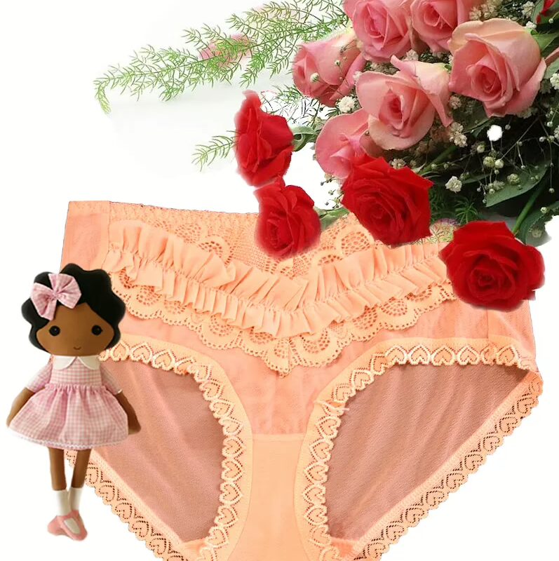 Stylish Light Peach Laced Bridal Brief