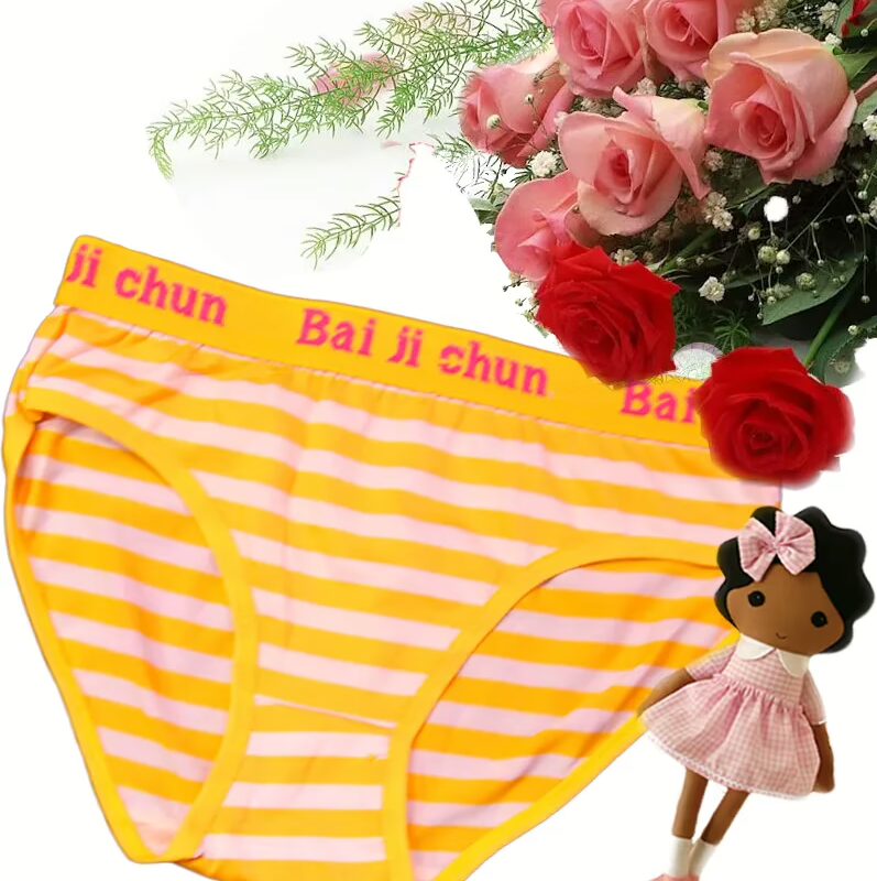Elegant White Yellow Stripes Panty