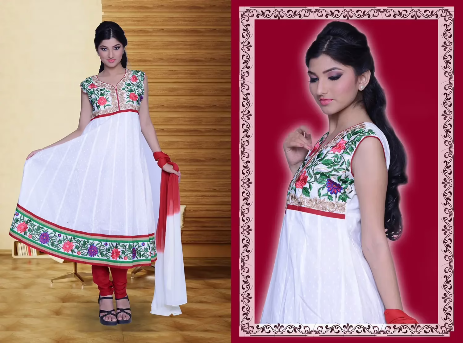Pazaar Rai Off-white Embroidered Party Anarkali Kameez
