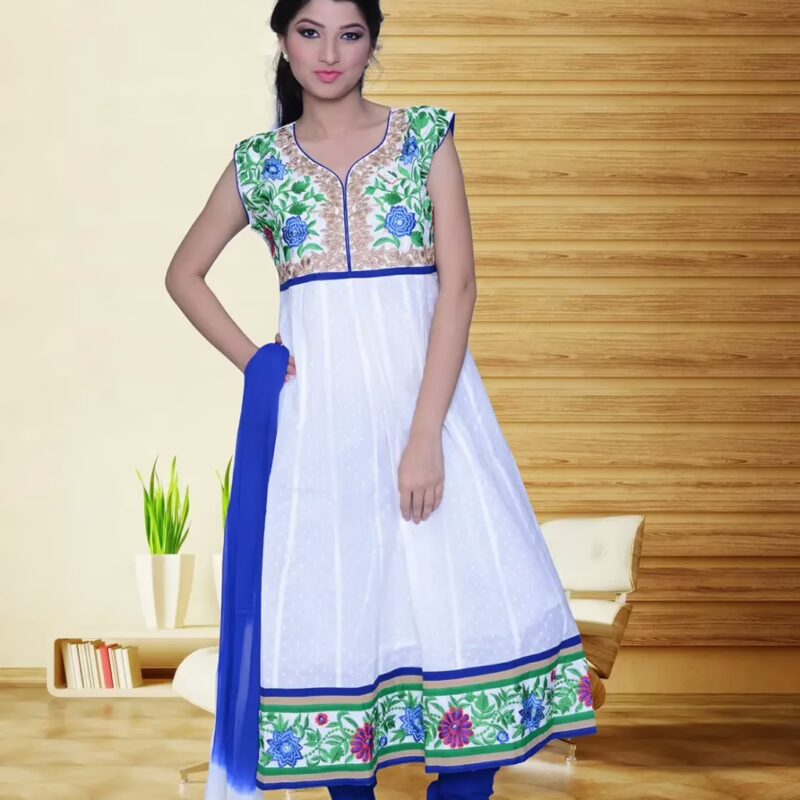 Pazaar Rai Off-White Embroidered Party Anarkali Kameez