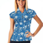 Blue Flower Print Top With Waist Belt