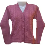 Burgundy Machine Knitted Front Button Cardigan/Sweater
