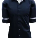 CAIRON NAVY BLUE SOLID SMART FORMAL SHIRT