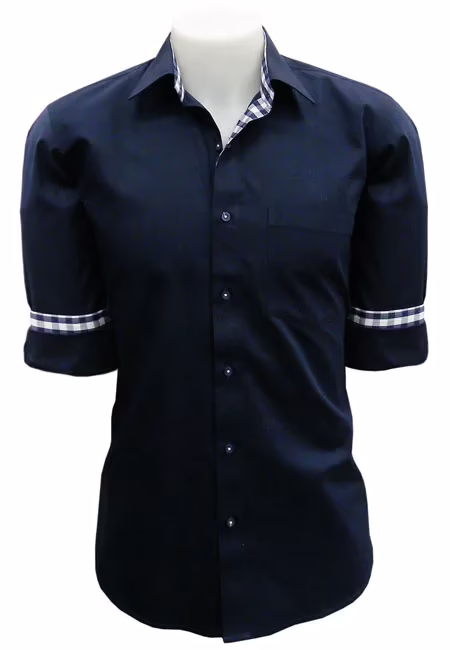 CAIRON NAVY BLUE SOLID SMART FORMAL SHIRT