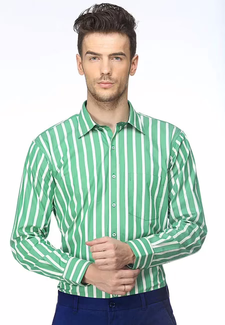 CAIRON GREEN STRIPE SMART FORMAL SHIRT