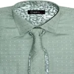 CAIRON GREEN SATIN SOLID CLUBWEAR SHIRT