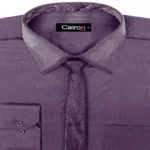CAIRON PURPLE SATIN SOLID CLUBWEAR SHIRT