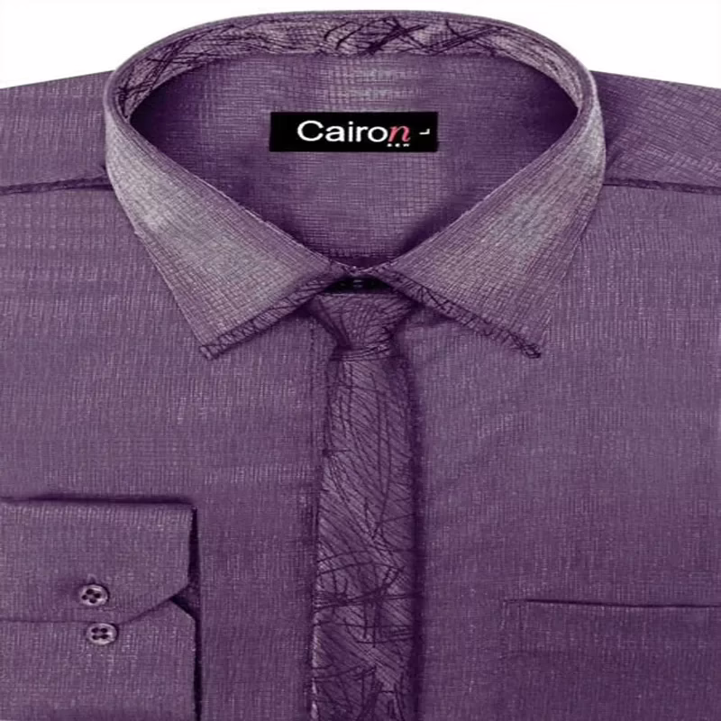 CAIRON PURPLE SATIN SOLID CLUBWEAR SHIRT