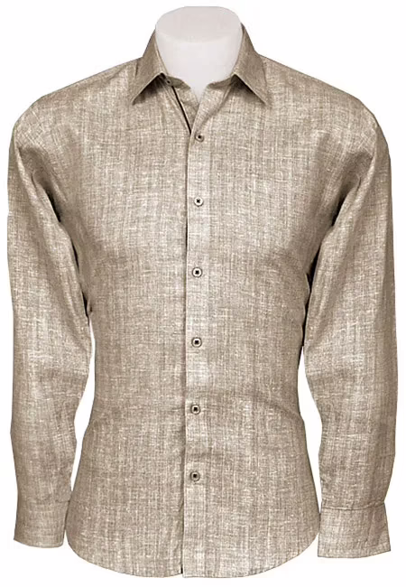 CAIRON BEIGE SELF PATTERN CLUBWEAR SHIRT