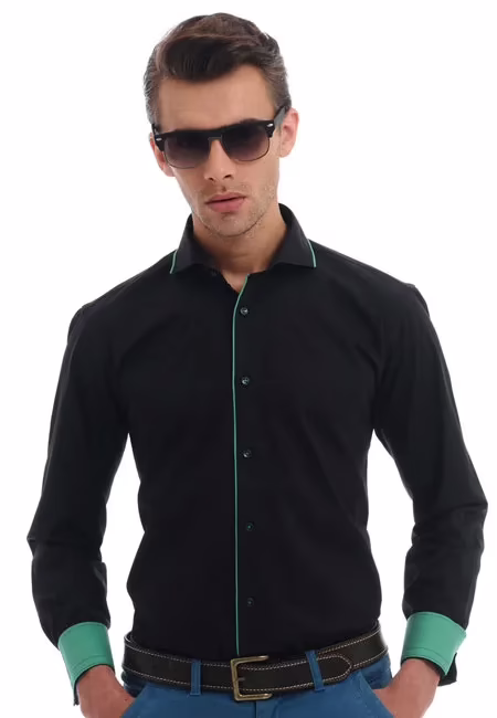 CAIRON GREEN SOLID OXFORD PREMIUM FORMAL SHIRT