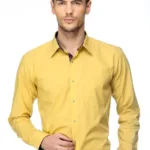 CAIRON YELLOW SOLID CLUBWEAR SHIRT