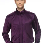 CAIRON PURPLE SATIN SOLID CLUBWEAR SHIRT