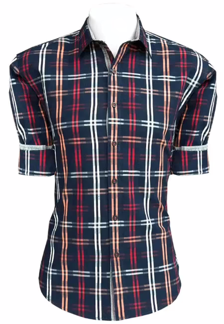 CAIRON RED BRUSHED CHECK CASUAL SHIRT