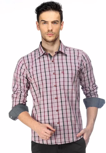CAIRON PINK CHECK CASUAL SHIRT
