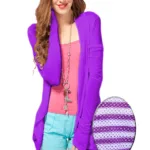 Purple  Back Power Net Full Sleeves Shrug