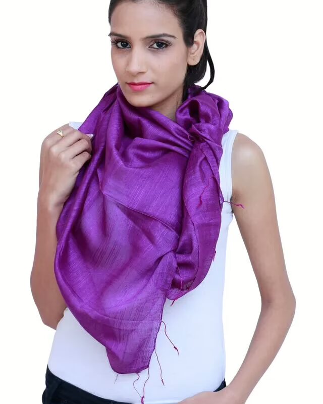 Purple Solid self Viscose Stole