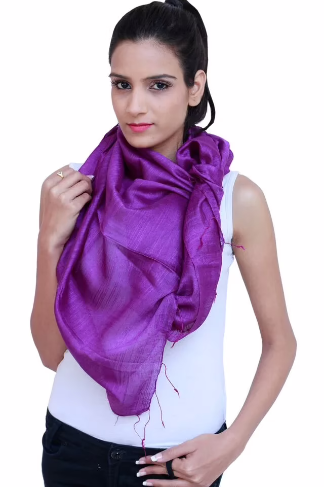 Purple Solid self Viscose Stole
