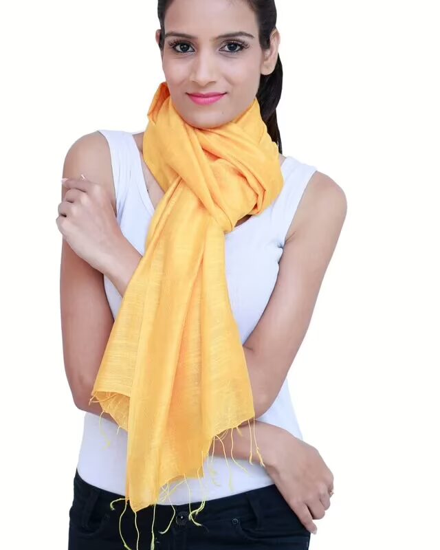Yellow Solid Self Viscose Stole