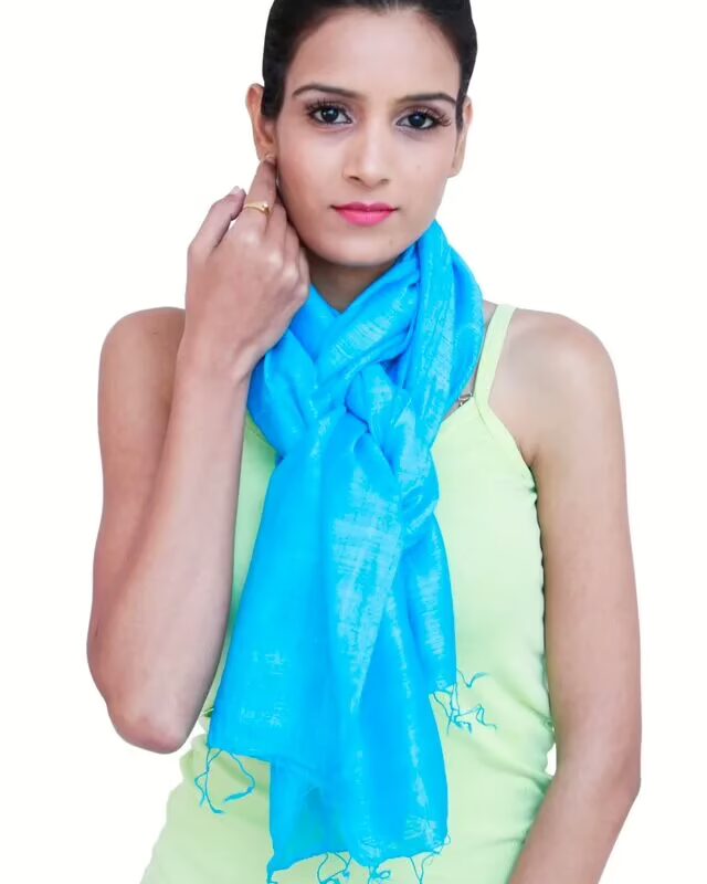 Blue Solid Self Viscose Stole