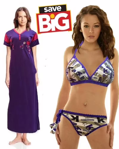 Snazzy Nightgown & Lingerie Set Combo pack