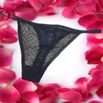 Trendy See Through Black Dot String Thong