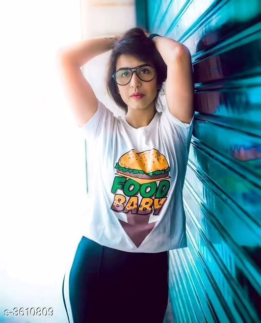 Attractive White Printed Cotton T-Shirts