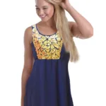 Shimmering Even & Odd Golden Sequin Royal Blue Tunic Top-Size S