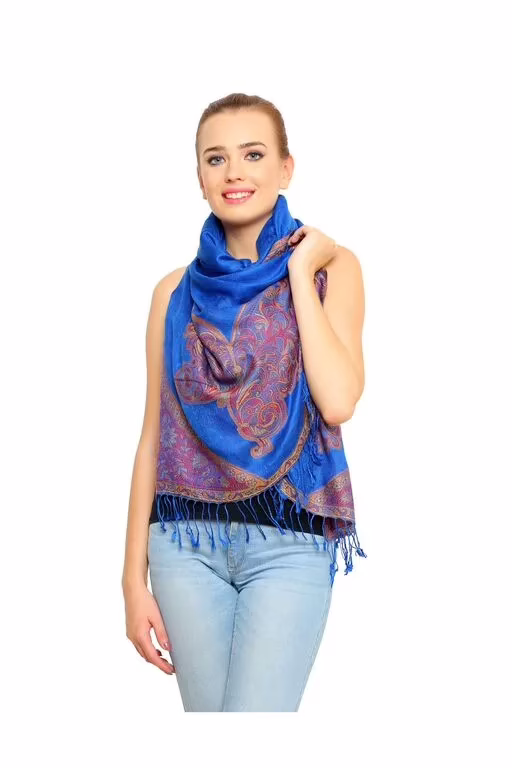 Uniscarf Electric Blue Printed Modal Shawl