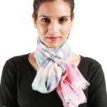 Uniscarf Pink  & Green Stripe viscose stole for women