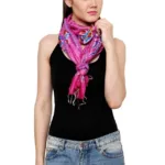 Uniscarf Pink Multicolor printed Viscose stole for women