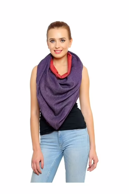 Uniscarf Silk Wool Reversible Purple & Red Shawl