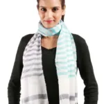Uniscarf Turquoise & Black Stripe viscose stole for women