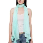 Green & Silver Polka Dot Stole With Tassel's For Women