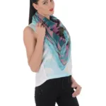 Uniscarf Turqoise &  Pink Square cotton scarf for women