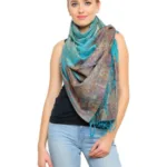Uniscarf Turquoise Floral Printed Modal Shawl