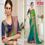 Mizzoli Green Pure Georgettte Printed  Saree