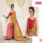 Mizzoli Pink  Pure Georgettte Printed  Saree