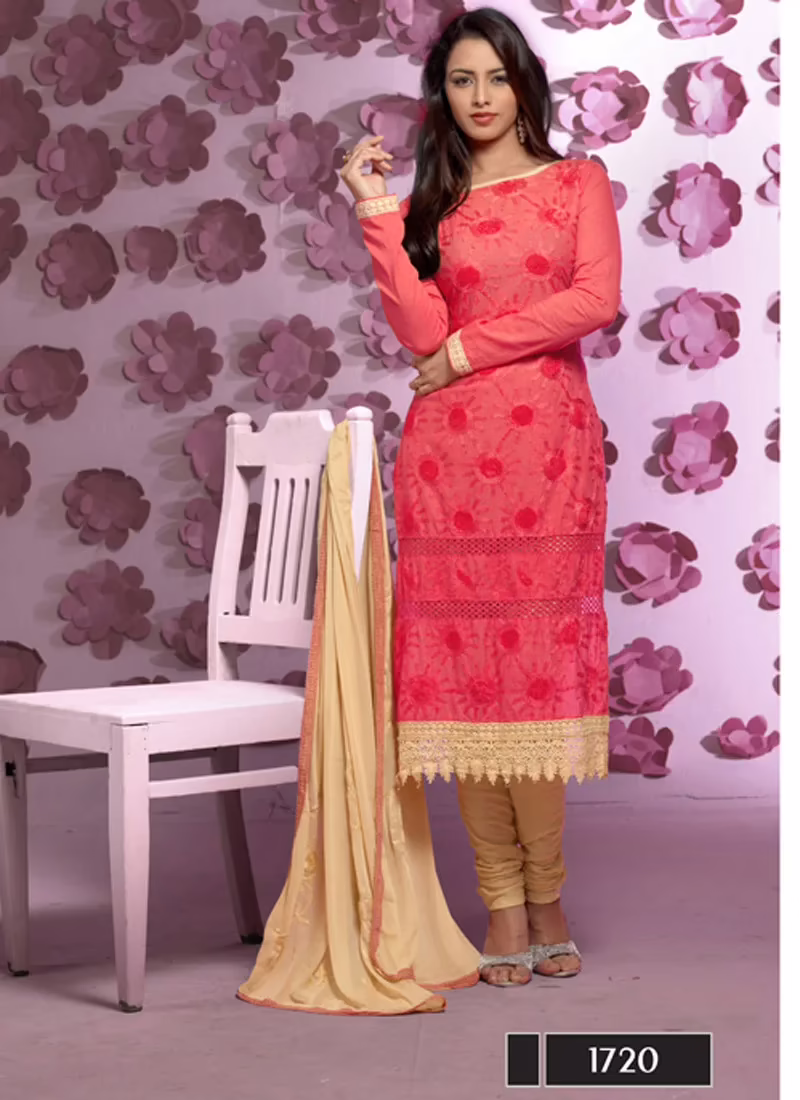 VandV Attractive Look Peach Dress Material