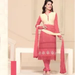 VandV Latest Pink And Cream Chiffon Dress Material