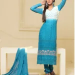 VandV Long White,Sky Karachi Work Designer Salwar Suits