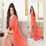 Mizzoli Red Georgette Printed Saree