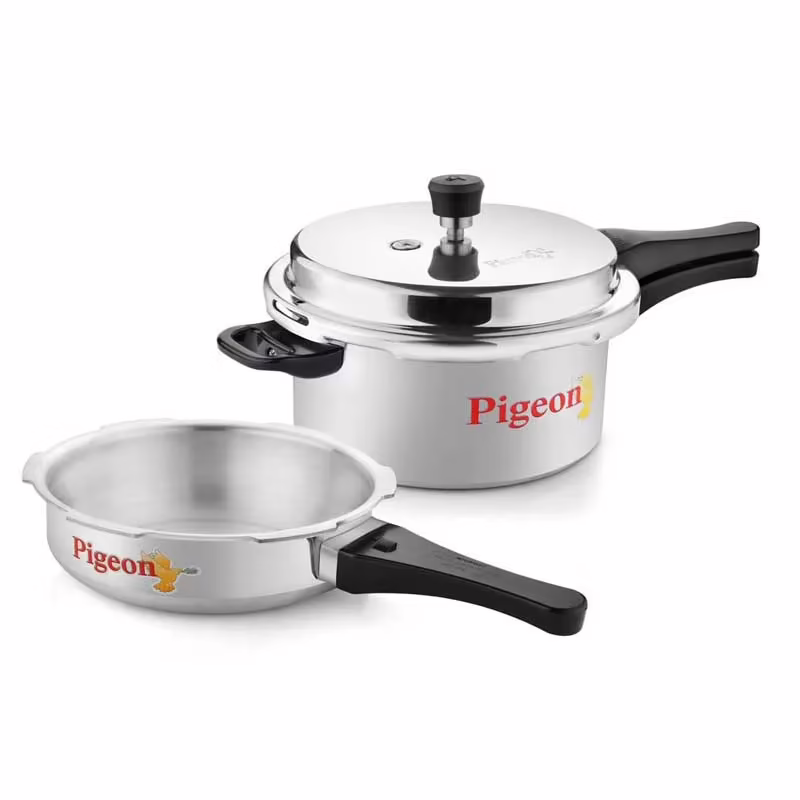 Pigeon Aluminium Pressure Cooker (5 Ltrs) & Pressure Pan (3.5 Ltrs)