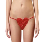 Hot Red Floral Heart Motif  T-string Thong